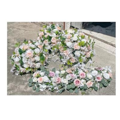 China Birthday Artificial Rose Decoration Wedding Event Balls Artificial Flower Runner Silk Green Leaves White Rose Flower Ball For Wedding Centerpieces for sale