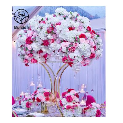 China Artificial silk flower ball rose birthday decoration hotel balls flower arrangement in wedding artificial rose decorative centerpieces for sale