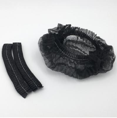 China Black Breathable Anti Dust Non Woven Disposable Band Protective Buffy Hat With Elastic for sale