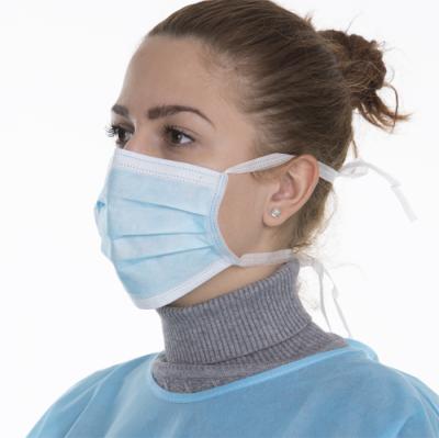 China Breathable Disposable Non Woven 3 PLY Top Face Mask With Tie for sale