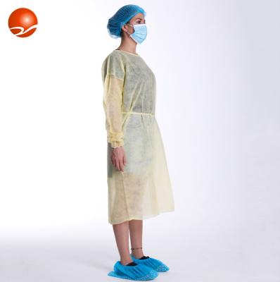 China Breathable Yellow Disposable Isolation Gown Large Size Level 3 Rhycom Plastic Non Sterile Netting for sale