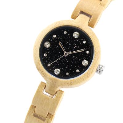 China Factory price small wrist fashion women's thin face sky bamboo wooden bamboo watches from Japan star movement wholesale starry quartz for ladies for sale