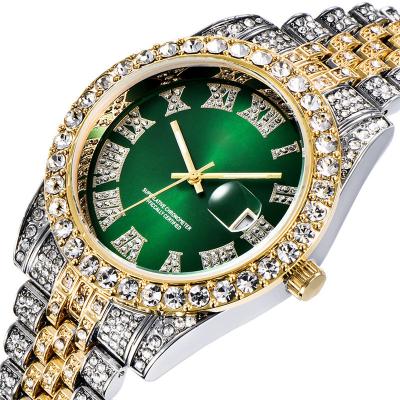 China Luxury Mens Diamond Hip Hop Bling Watch Reloj Hombre Relogio Masculino Gold Clock Quartz Top Brand Watch Auto Date 2021 Iced Out for sale