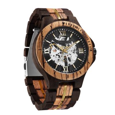 China 2021 Factory Price Stainless Steel And Non-Specific Popular Woods Logo Automatic Wood Mechanical Watch Custom Made For Men for sale