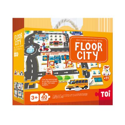 China Cartoon Toy TOI Giant Floor Puzzle Floor Educational City Paper Puzzle For Children Traffic Paper Puzzle for sale