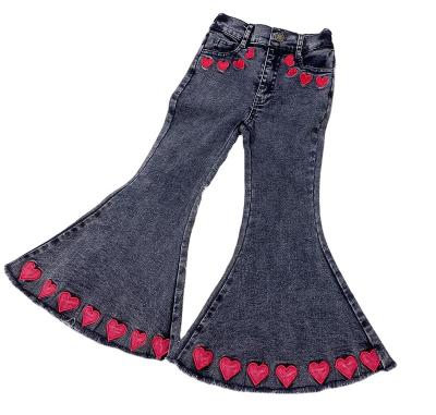 China Wholesale Breathable Kids Valentine's Day Flared Pants Kids Bell Bottom Jeans for sale