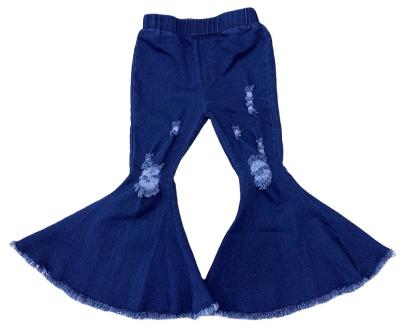 China New Design Kids Breathable Denim Pants Ripped Bell Bottom Jeans For Little Kids for sale