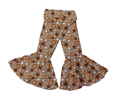 China Breathable Halloween Clothes Drop Cloth Girls Floral Printed Bell Bottoms Boutique Clothing Kids Pants Baby Pants for sale