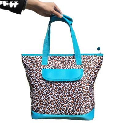 China Waterproof Insulated Sturdy Sealed Cooler Skin Thermal Bag Canvas Serape Rainbow Leopard Grocery Cow Tote Bag Large For Party for sale