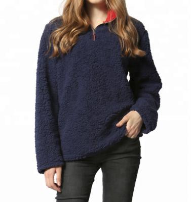 China Wholesale Latest Fashion 1/4 Zipper Sweater Sherpa Pullover Women Anti-pilling for sale