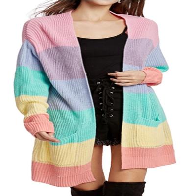 China Colorful Anti-wrinkle Knit Cardigan Solid Color Women Sweater for sale