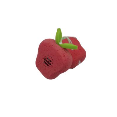 China Body Cleaner Sponge With TOA114 High Quality Custom Hanger Fruit Bath Ball Apple Shaped Bath Sponge Baby Shower Honeycomb PU Sponges for sale