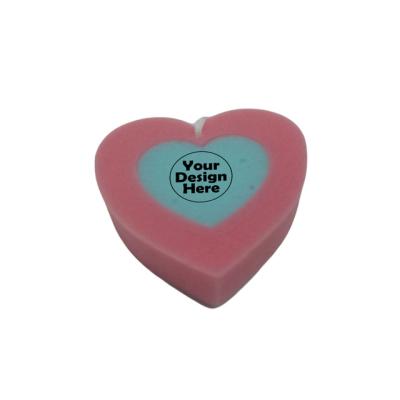 China Body Remover Sponge With Hanger TOA118 Cute Double Heart Shape Tools Double Ultra Soft Shower Nappy Body Bath Sponge for sale