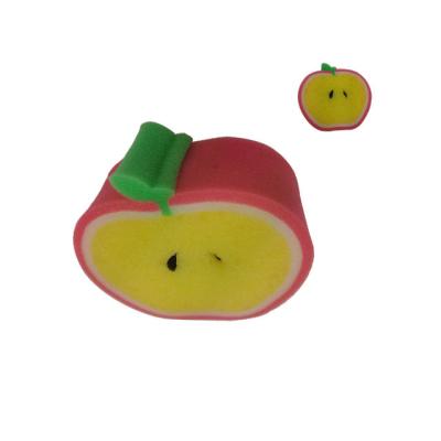 China Wholesale Customized Viable Design Super Absorbent And Foaming Scrubber Fully Body Kitchen Cleaner Apple Shape Washing PU Bath Sponge for sale