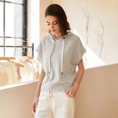 China Breathable Hooded Drawstring Cashmere Wool Solid Autumn Breathable and Warm Short Sleeve Knitted Sweater Pullover Sweater for sale