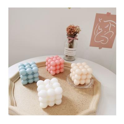 China Birthdays Hot Sale Handmade Colorful Ins. Romantic New Private Label Scented Soy Wax Bubble Candles (Orange, Lemon, Cube Shaped) for sale