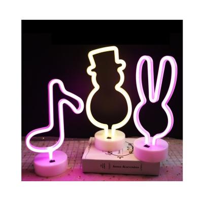 China Creative New Modern Insist Rabbit Creative Rabbit USB Battery Double Function Animal Child's Room Bedroom Bedside Table Lamp Gift Night Neon Light for sale