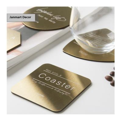 China Mats Wholesale Custom Square Stainless Gold Octagon Circular Tea Cup Triangle Triangle Shape Customized Cup Coasters for sale