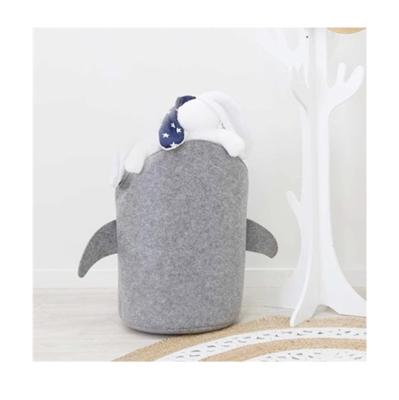 China Traditional Felt Wool Fabric Laundry Storage Bucket Toy Storage Basket Shark Storage Basket for Toys and Sundries for sale