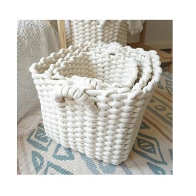 China Cotton Rope Nordic Style Home Basket Wardrobe Storage Finishing Basket Viable Wholesale Supplier for sale