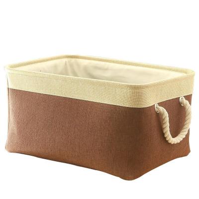 China Traditional Storage Basket Canvas Cotton Cloth Toy Storage Box Folding Organizer Storage Basket with Carry Handles for Toys, Clothes for sale