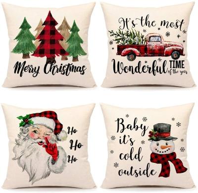 China Decorative Eco-friendly Merry Christmas Pillow Tile Cushion Cover Shape For Sofa Decor for sale