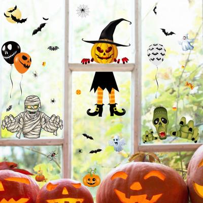 China Electrostatic Lamp Waterproof Zombie Pumpkin Spider Ghost Zombie Party Decoration Halloween Stickers Stained Glass Decoration Stickers for sale