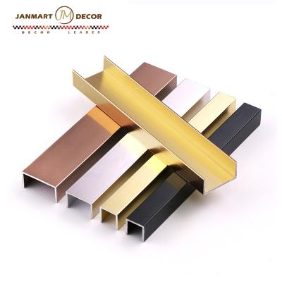 China Modern Aluminum U Shape Grooved Tile Trim Floor Transition Strips Stainless Steel U Shape Grooved Tile Trim for sale