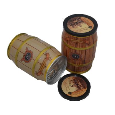 China Recycled Materials Coffee Pot-Puffed Metal Tin Can With Plastic Lids for sale