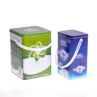 China Gift & Large Craft Rectangle Tall Tin With Handing Laundry Powder Use Storage Box for sale