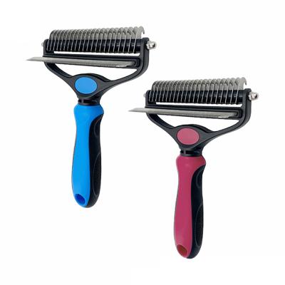 China Sustainable Pet Supplies Shedding Grooming Tool Pet Hair Dematting Comb For Cats And Dog for sale