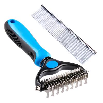 China Amazon Dog and Cat Brush Pet Hair Comb Grooming Set Viable Hot Selling Steel Comb for sale