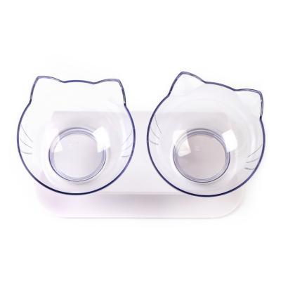 China Non Slip Sustainable Anti Vomiting 15 Degree Slanted 2 In 1 Pet Bowl For Cat With Ears for sale