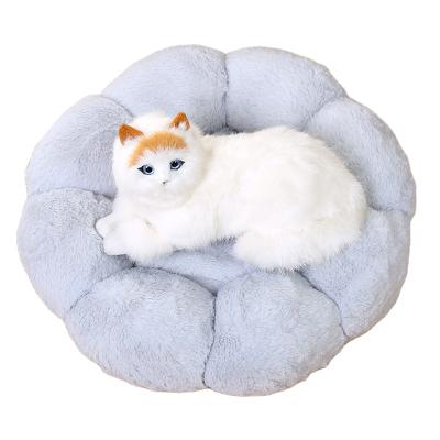 China Waterproof 2021 New Fluppy Plush Faux Fur Flower Around Pet Bed For Dog And Cat Nest Comfortable Warm Deep Sleep for sale