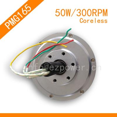 China PMG165 Axial Flux 50w 300RPM Disc Coreless Low Speed ​​Wind Generator PMG165 for sale