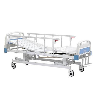 China Metal Three Cranks Manual Hospital Bed With Aluminum Side Rails for sale