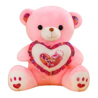 China Cute Rose Valentine Gift Plush Toy Cute Teddy Bear Red-Pink Plush Toy With I Love You Heart for sale