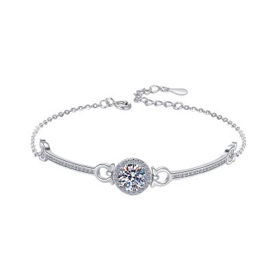 China CLASSIC Husky Round Wedding women classic 925 sterling silver jewelry Crystal Moissanite bracelet for sale