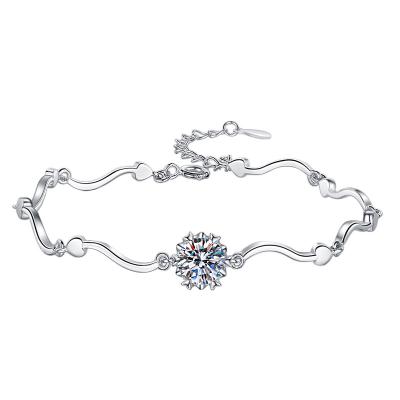 China TRENDY Husky supplier simple fashion Snowflake women sterling silver jewelry Moissanite bracelet for sale