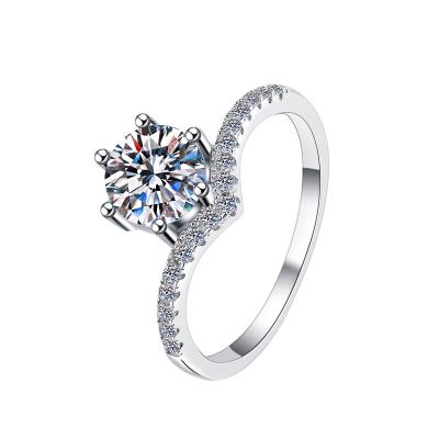 China Other Husky Fine Jewels Six Claws wedding Crystal 1 carat 925 sterling Silver Moisanne Ring for sale