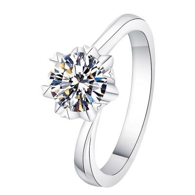 China CLASSIC Husky Jewelry Factory 925 sterling silver snowflake women's Classic Moissanite diamond ring for sale