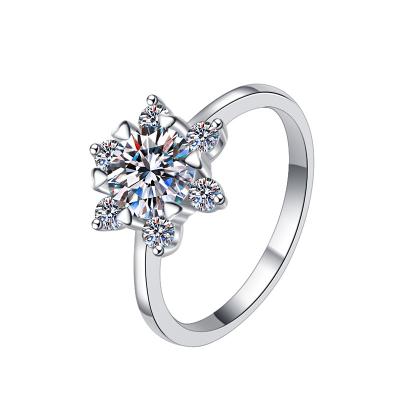 China BOHEMIA wedding party 925 sterling silver jewelry 1 carat Moissanite Ring in Europe and America for sale