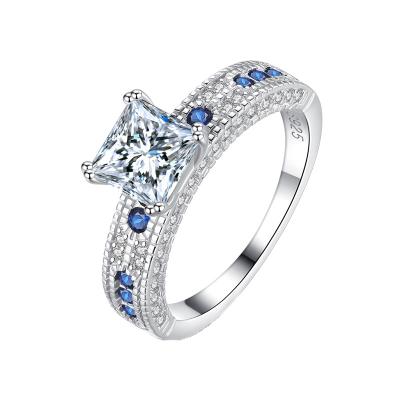 China BOHEMIA European and American fashion Princess cut 1.2 carats 925 silver Moissanite ring for women for sale