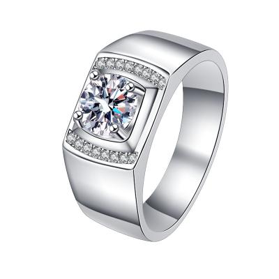 China TRENDY Husky Factory Fashion engagement 925 sterling silver Moissanite diamond ring for men for sale