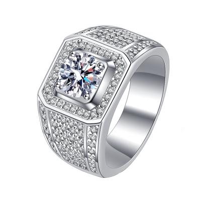 China TRENDY Husky Jewelry Full Star Deluxe Wide Edition Men's Diamond sterling silver Moissanite ring for sale