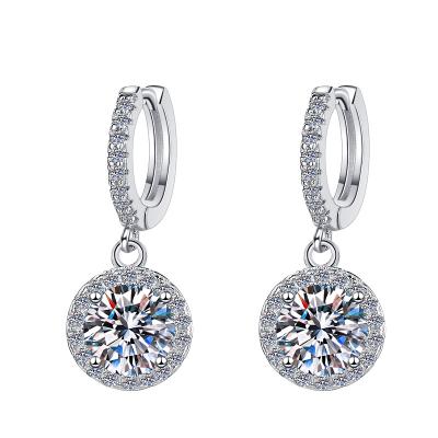 China TRENDY double ring round bag fashion wedding factory 925 silver earrings Moissanite for sale