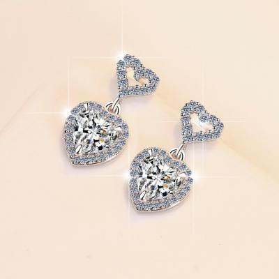 China Romantic Romantic heart unique design women fashion Wedding pendant earrings 925 silver jewelry for sale