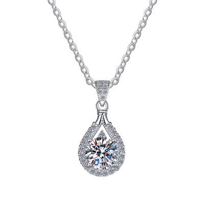 China TRENDY Husky pear-shaped design pendant chain Women's fine jewelry 925 silver Moissanite necklace for sale