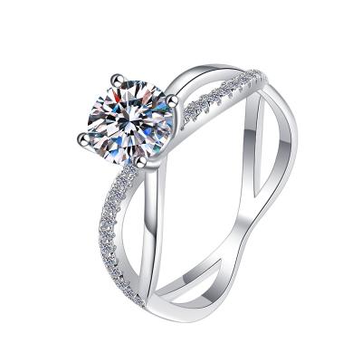 China TRENDY Star Gift Four claw pt950 platinum plated women jewelry 925 silver Moissanite ring for sale