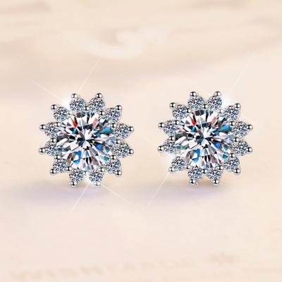 China TRENDY Women's fashion Sunflower pair gold plated pt950 stud earrings 925 silver jewelry for sale